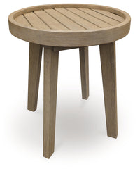 Best Deals Furniture - Ashley Furniture - Marina Sun Outdoor End Table - Round End Table / Beige - PCP204-706