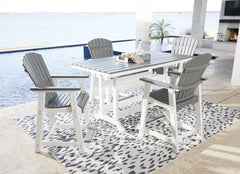 Best Deals Furniture - Ashley Furniture - Transville Outdoor Counter Height Dining Table with 4 Barstools - Outdoor Counter Height Dining Table with 4 Barstools / Gray/White - P210P5