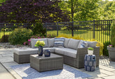 Best Deals Furniture - Ashley Furniture - Petal Road Outdoor Loveseat Sectional/Ottoman/Table Set (Set of 4) - LoveseatSEC/OTTO/TBL Set(4/CN) - P297-070