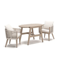 Best Deals Furniture - Ashley Furniture - Ivory Vine Outdoor Table/Chairs (Set of 3) - Chairs w/CUSH/Table Set (3/CN) - PCP352-050