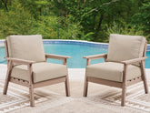 Best Deals Furniture - Ashley Furniture - Grover Beach Outdoor Lounge Chair with Cushion (Set of 2) - Lounge Chair w/Cushion (Set of 2) - PCP422-820