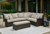 Best Deals Furniture - Ashley Furniture - Brook Ranch Outdoor Sofa Sectional/Bench with Cushion (Set of 3) - Sofa SEC/Bench w/CUSH (3/CN) - P465-822