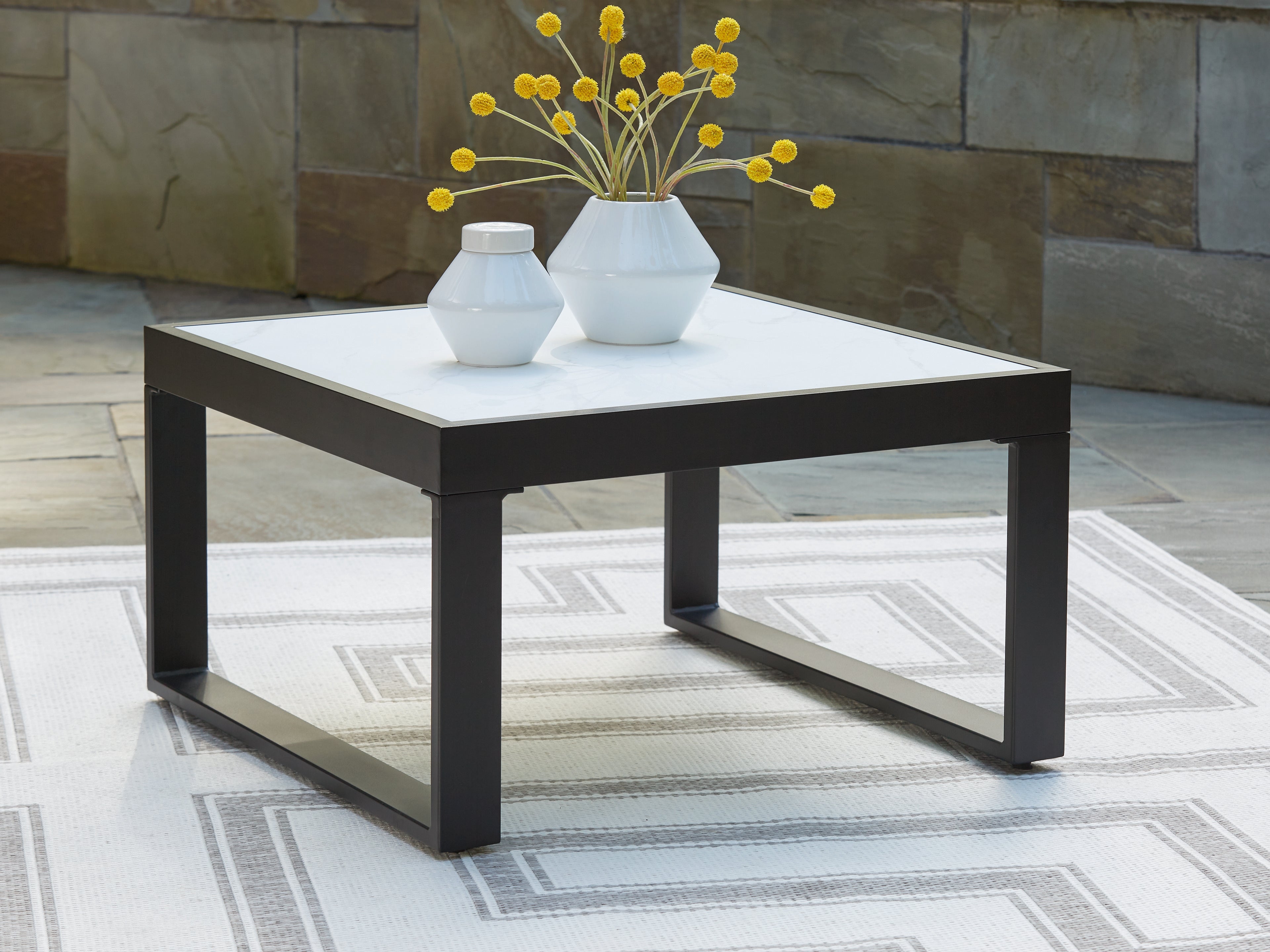 Best Deals Furniture - Ashley Furniture - Beachloft Outdoor Coffee Table - Square Cocktail Table - P490-708