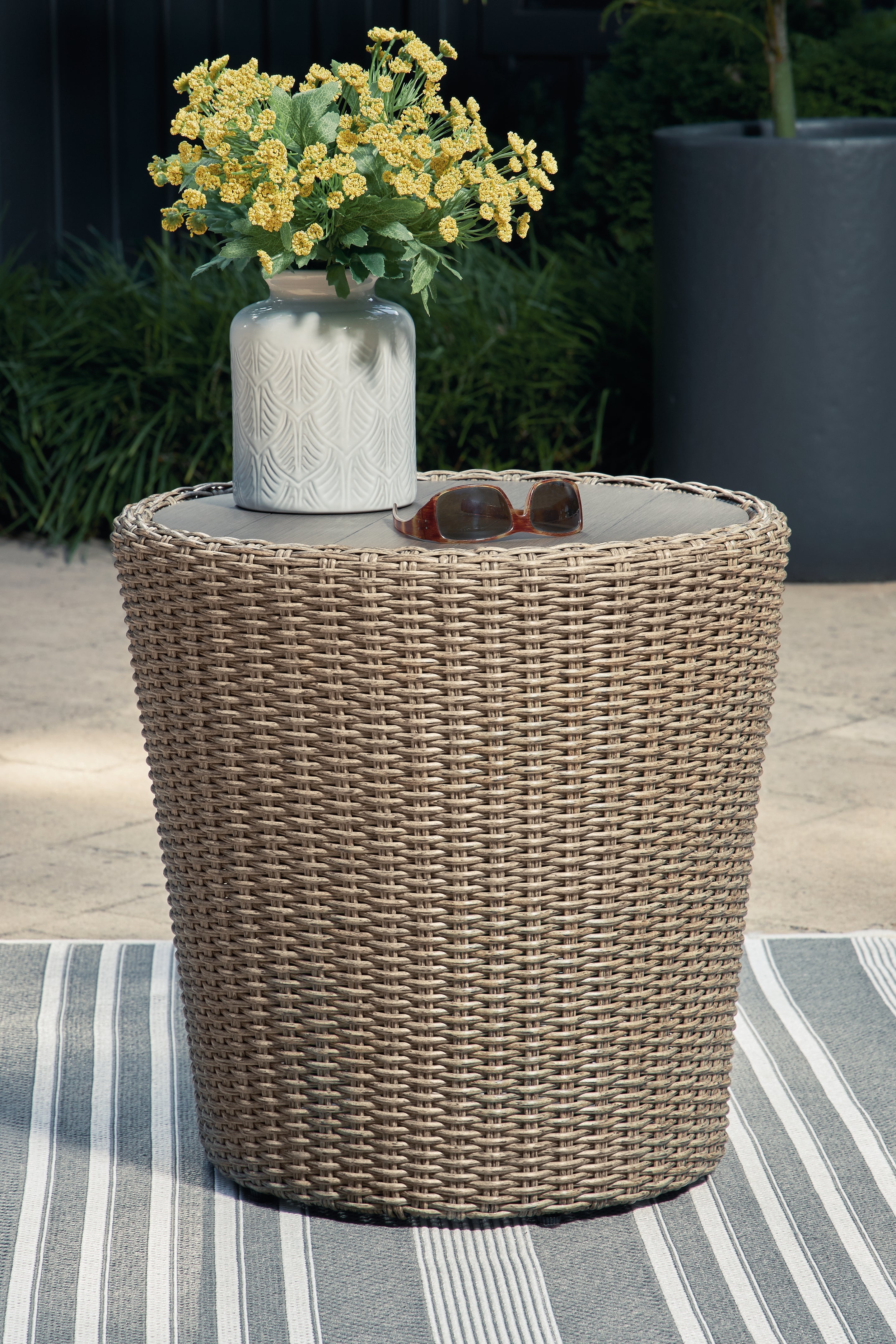 Best Deals Furniture - Ashley Furniture - Danson Outdoor End Table - Round End Table - P505-706