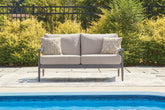 Best Deals Furniture - Ashley Furniture - Ocean Beach Outdoor Loveseat with Cushion - Loveseat w/Cushion - PCP510-835