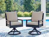 Best Deals Furniture - Ashley Furniture - East Beach Outdoor Swivel Chair with Cushion (Set of 2) - Swivel Chair w/Cushion (Set of 2) - PCP587-602A