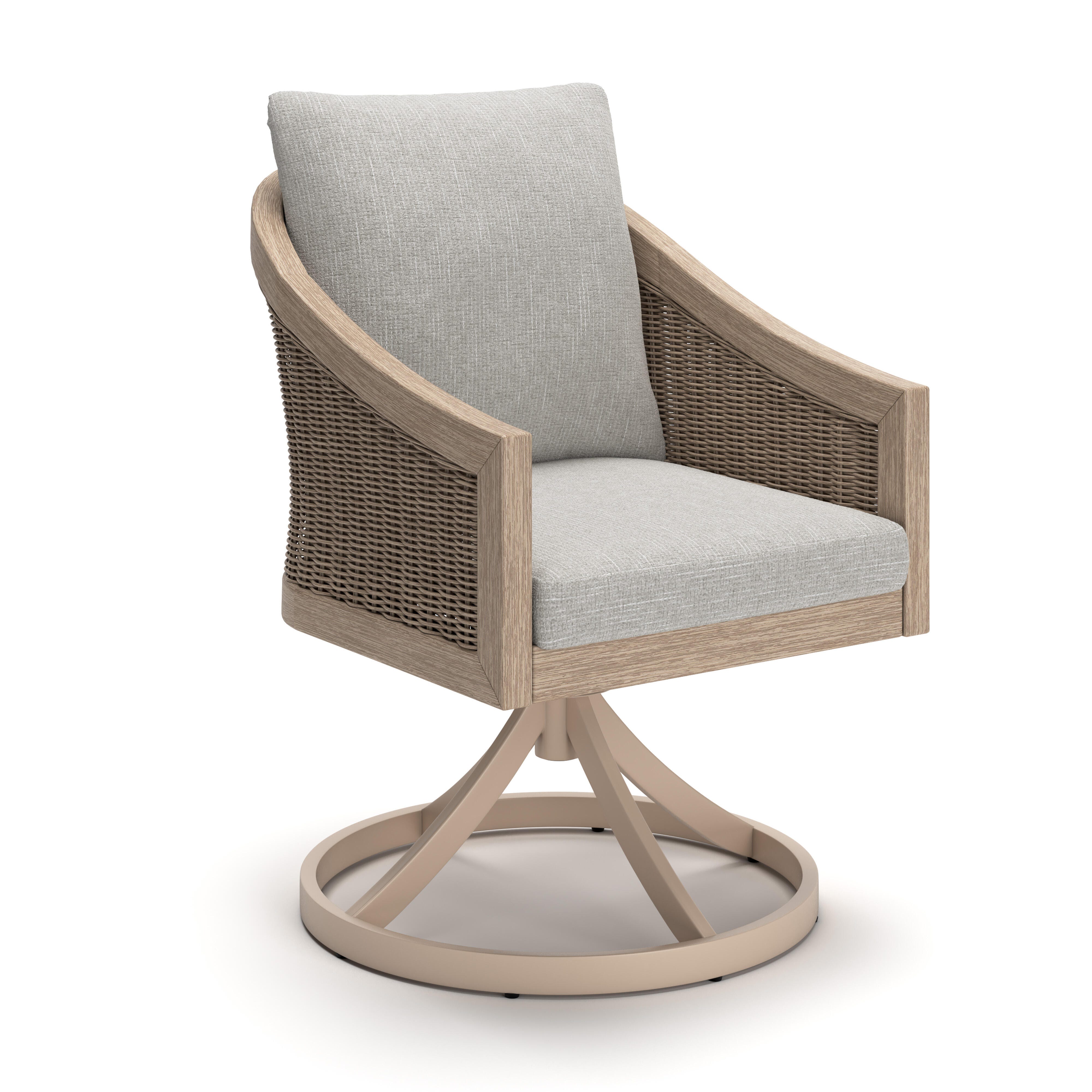 Best Deals Furniture - Ashley Furniture - Thunder Trails Outdoor Swivel Chair (Set of 2) - Swivel Chair w/Cushion (Set of 2) - PCP612-602A
