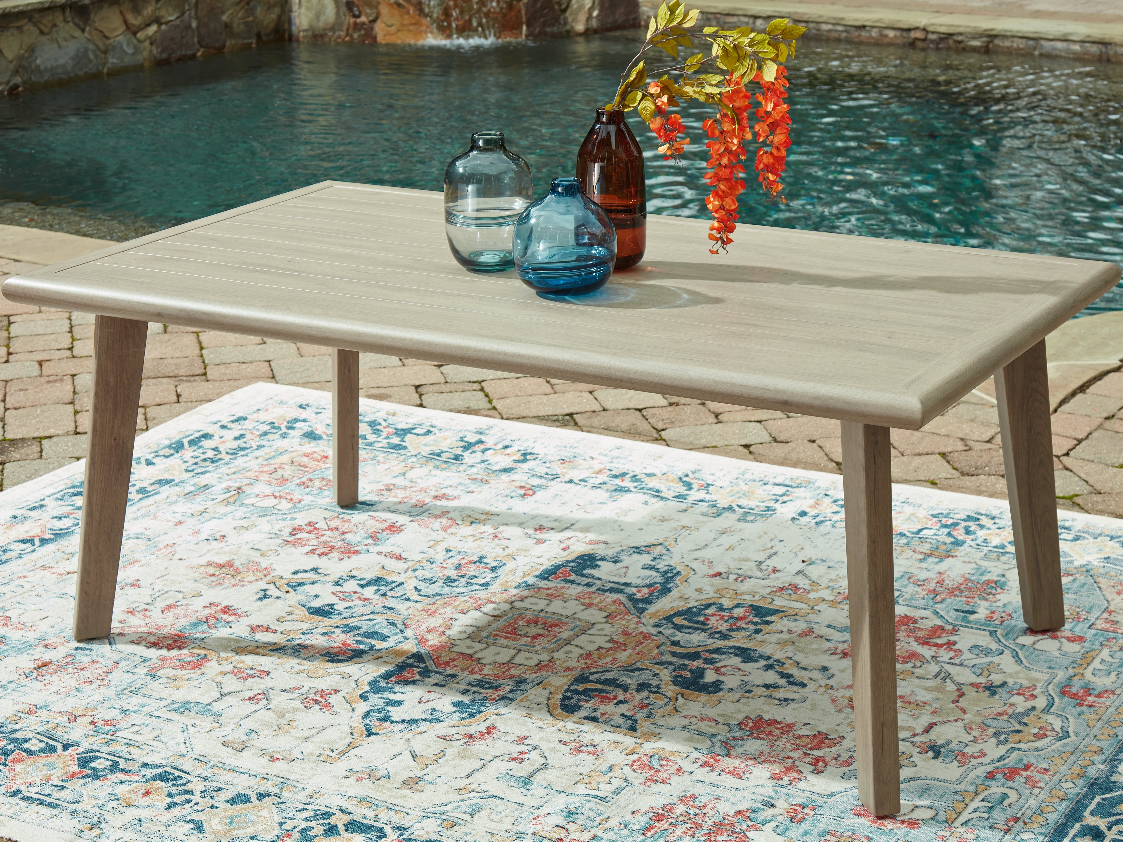Best Deals Furniture - Ashley Furniture - Cliff Trails Outdoor Dining Table - RECT Dining Table w/UMB OPT - PCP690-625