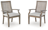Best Deals Furniture - Ashley Furniture - Rainier Ranch Outdoor Arm Chair with Cushion (Set of 2) - Arm Chair With Cushion (Set of 2) / Brown/Beige - P701-601A