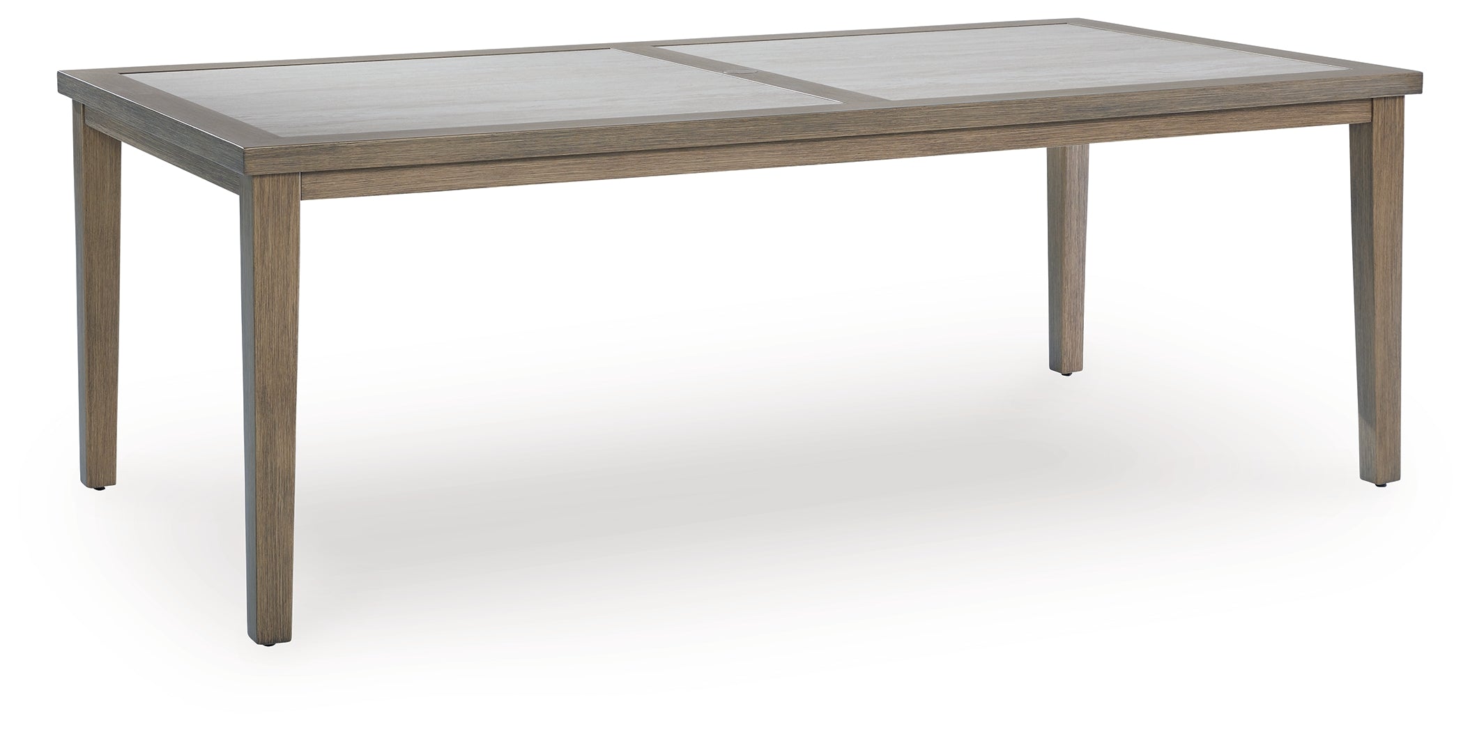 Best Deals Furniture - Ashley Furniture - Rainier Ranch Outdoor Dining Table - RECT Dining Table w/UMB OPT / Brown/Beige - P701-625