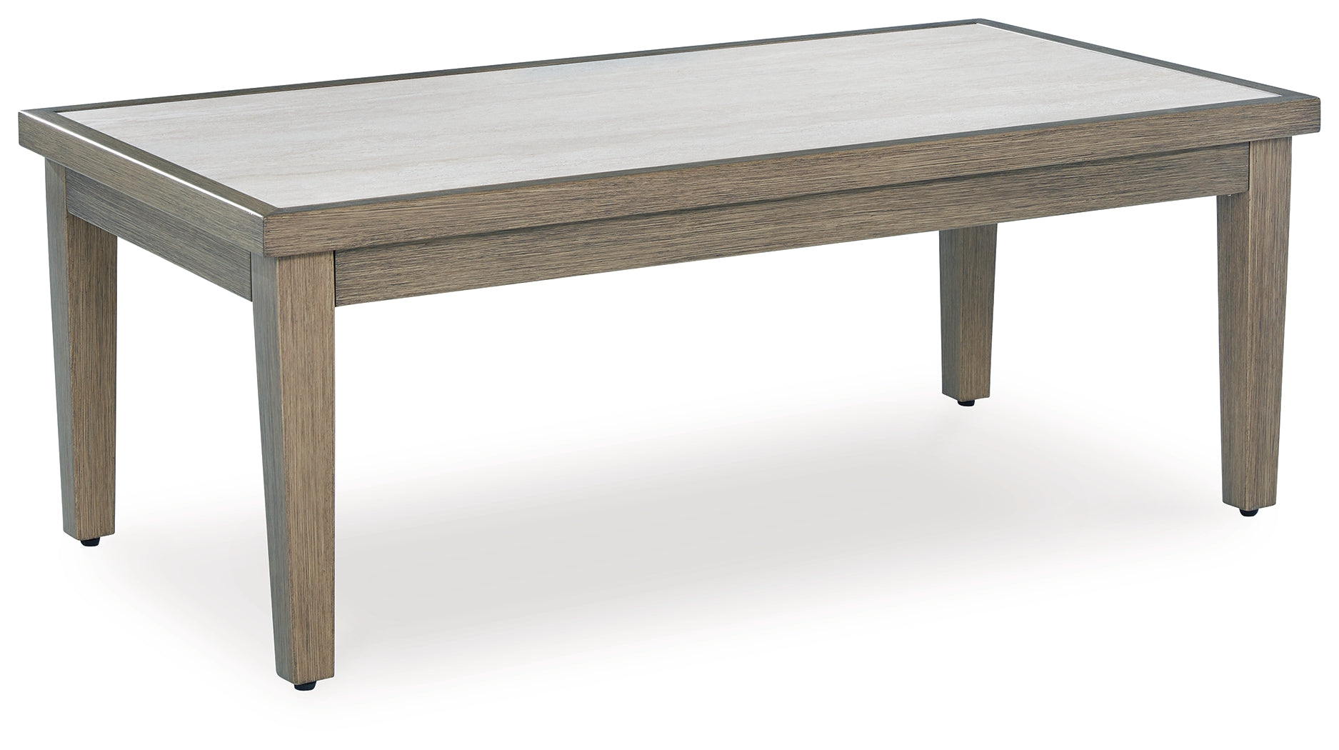Best Deals Furniture - Ashley Furniture - Rainier Ranch Outdoor Coffee Table - Rectangular Cocktail Table / Brown/Beige - P701-701