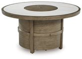 Best Deals Furniture - Ashley Furniture - Rainier Ranch Fire Pit Table - Round Fire Pit Table / Beige - P701-776
