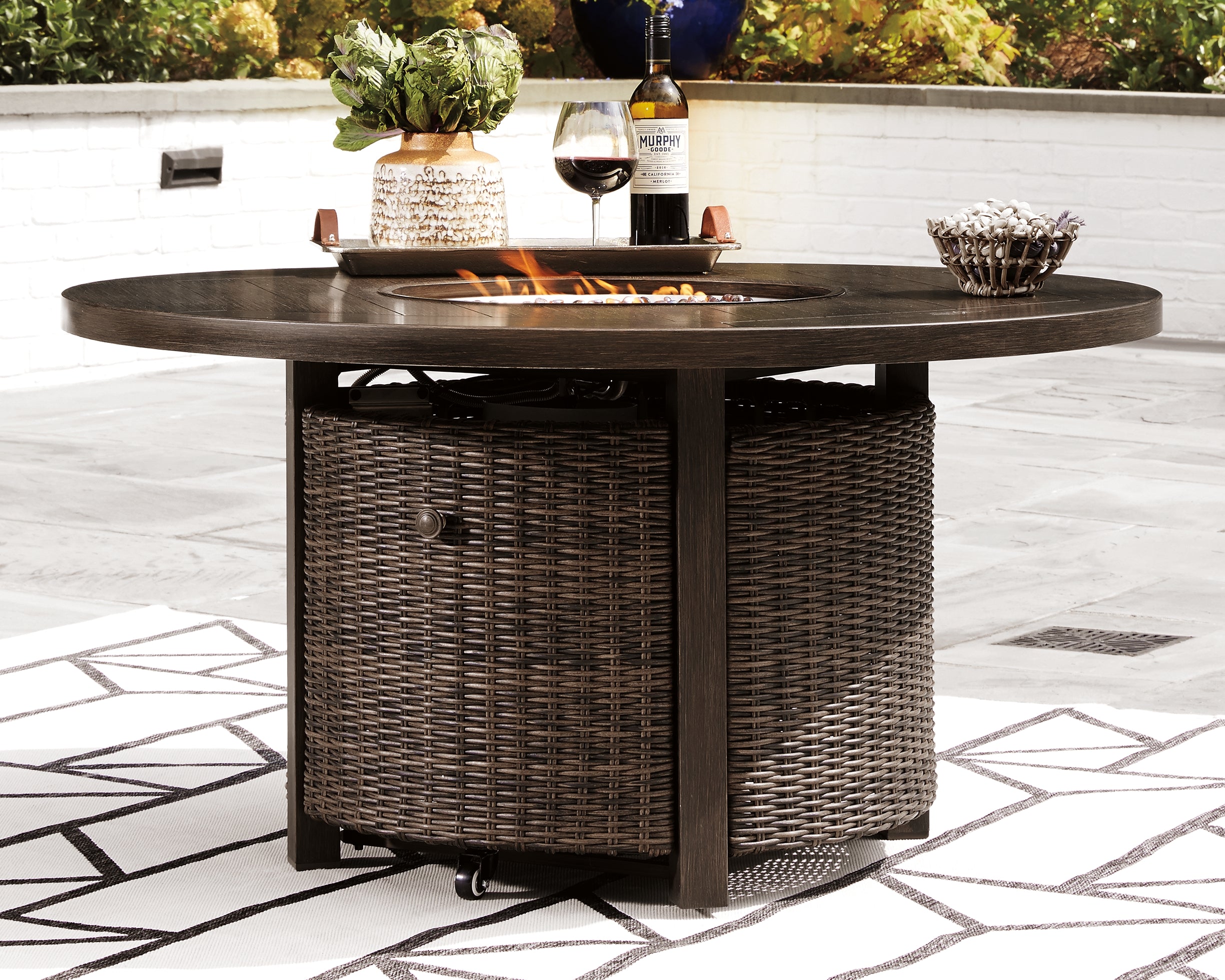 Best Deals Furniture - Ashley Furniture - Paradise Trail Fire Pit Table - Round Fire Pit Table - P750-776