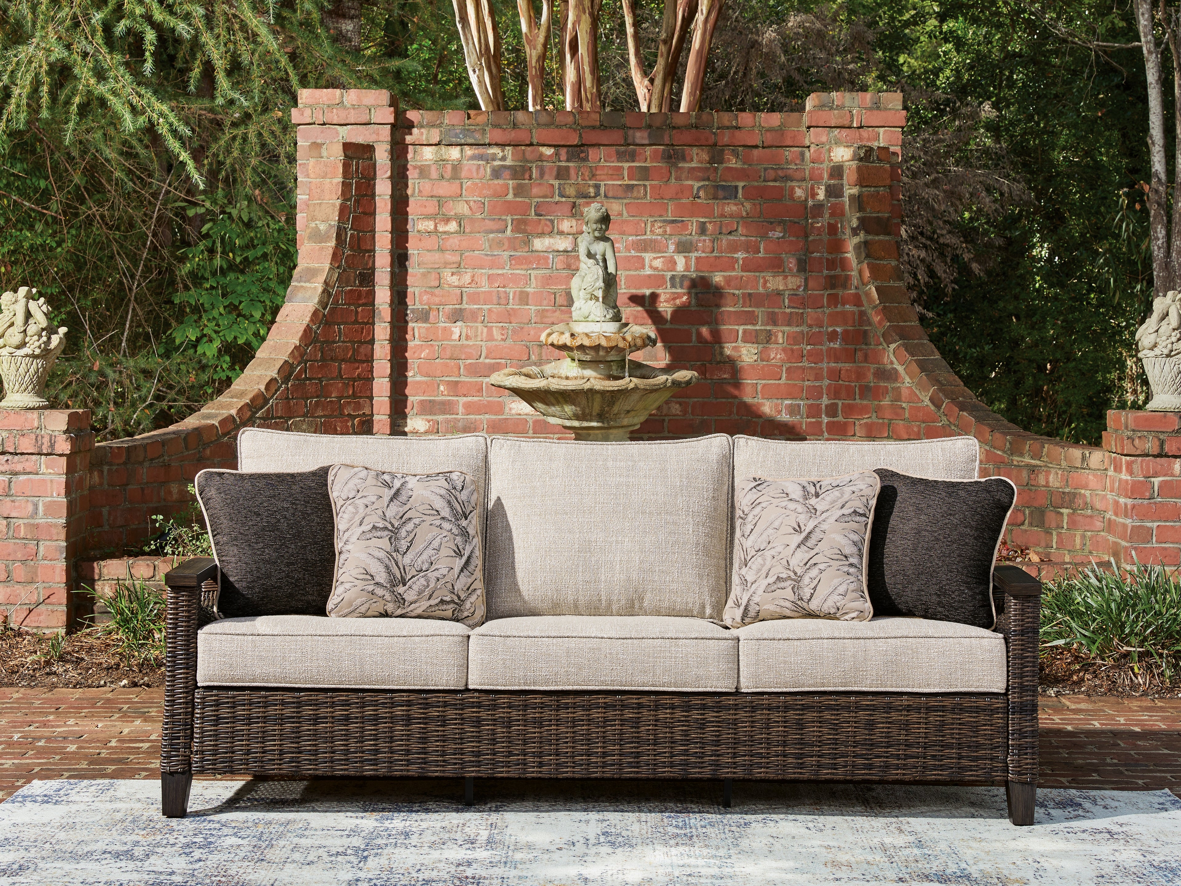 Best Deals Furniture - Ashley Furniture - Monterey Point Outdoor Sofa with Cushion - Sofa with Cushion - PCP760-838