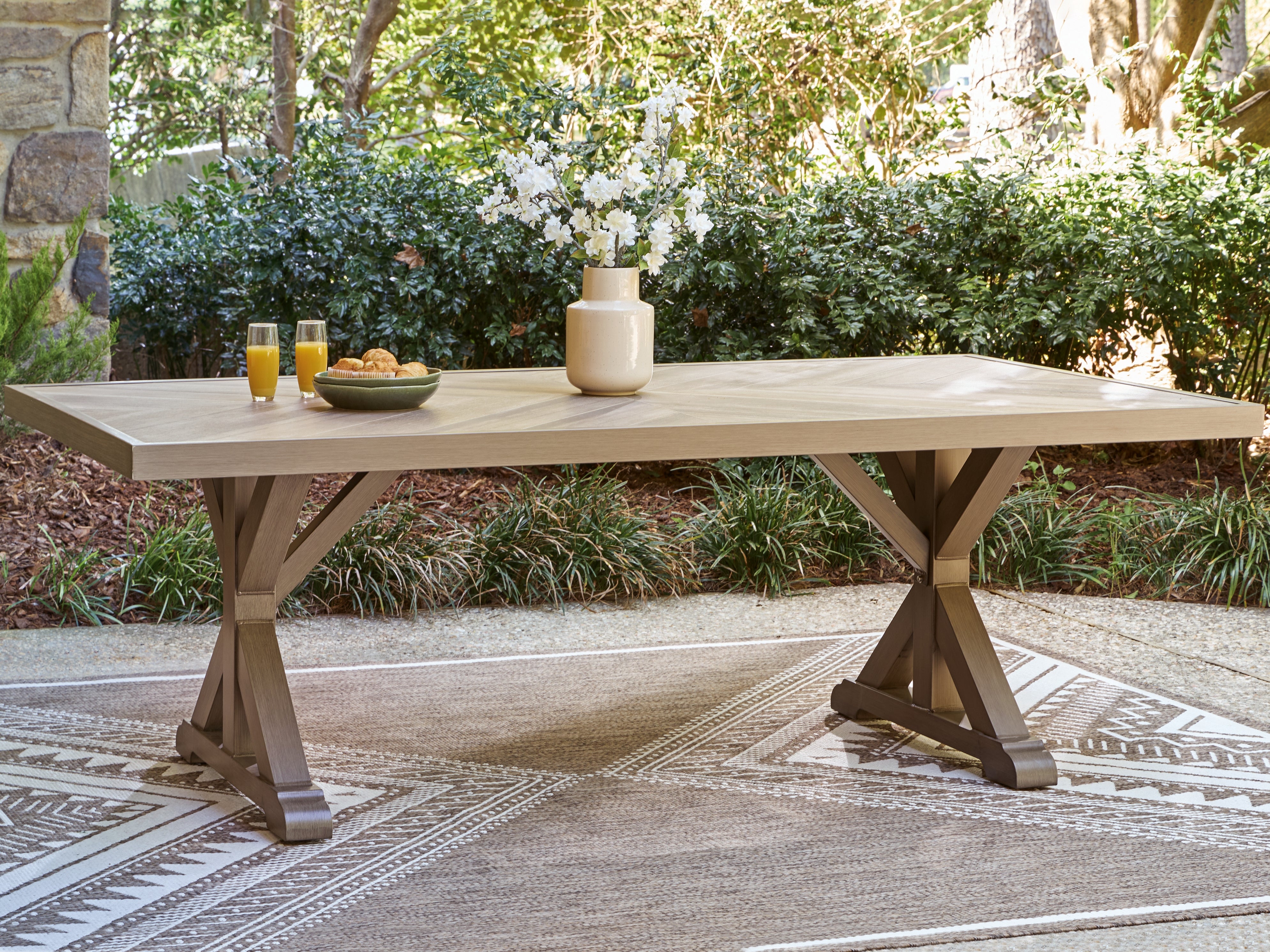 Best Deals Furniture - Ashley Furniture - Laguna Heights Outdoor Dining Table - RECT Dining Table w/UMB OPT - PCP790-625