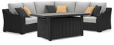 Best Deals Furniture - Ashley Furniture - Beachcroft 3-Piece Outdoor Sectional and Fire Pit Table - 3-Piece Outdoor Sectional and Fire Pit Table - P792P9
