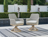 Best Deals Furniture - Ashley Furniture - Seton Creek Outdoor Swivel Dining Chair (Set of 2) - Swivel Chair w/Cushion (Set of 2) - P798-602A