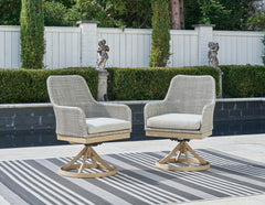 Best Deals Furniture - Ashley Furniture - Seton Creek Outdoor Swivel Dining Chair (Set of 2) - Swivel Chair w/Cushion (Set of 2) - P798-602A