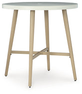 Best Deals Furniture - Ashley Furniture - Seton Creek Outdoor Bar Table - Round Bar Table w/UMB OPT / Beige - P798-613