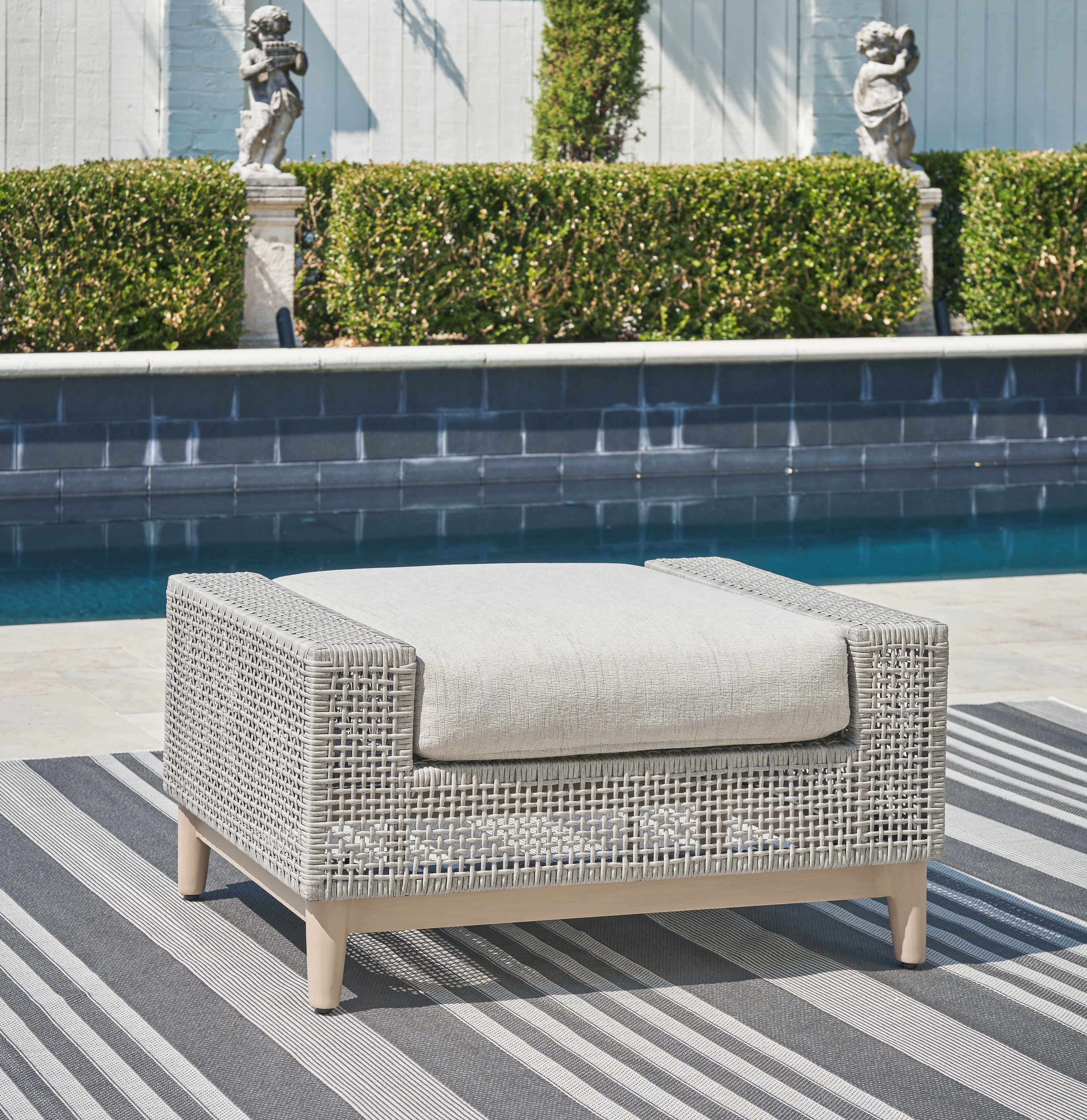 Best Deals Furniture - Ashley Furniture - Seton Creek Outdoor Ottoman with Cushion - Ottoman with Cushion - P798-814