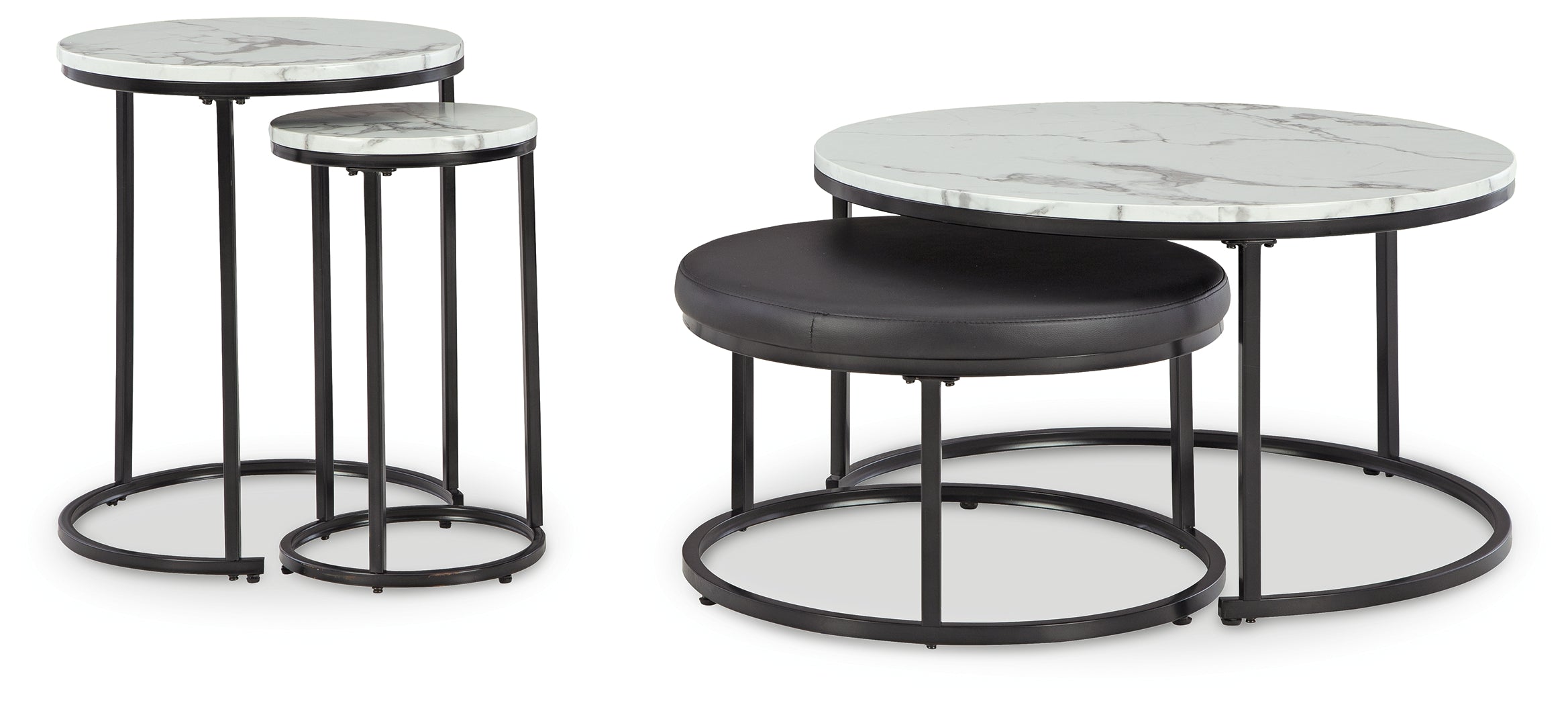 Best Deals Furniture - Ashley Furniture - Jusmour Table (Set of 4) - Occasional Nesting TBL (4/CN) / Black/White - T161-14
