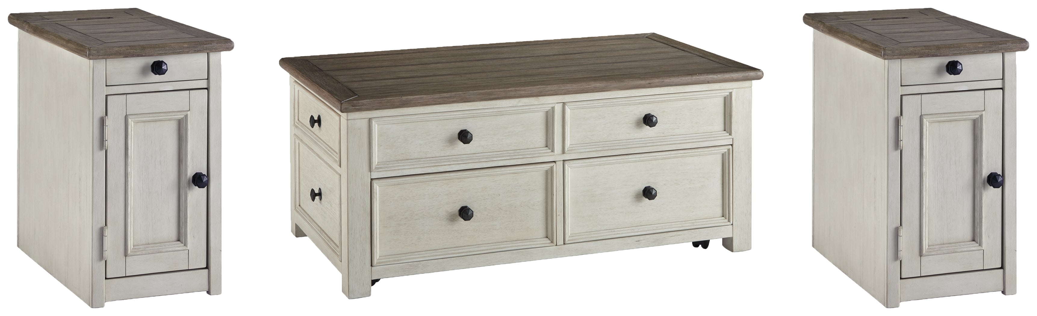 Best Deals Furniture - Ashley Furniture - Bolanburg Coffee Table and 2 Chairside End Tables - Coffee Table and 2 Chairside End Tables - T637T2
