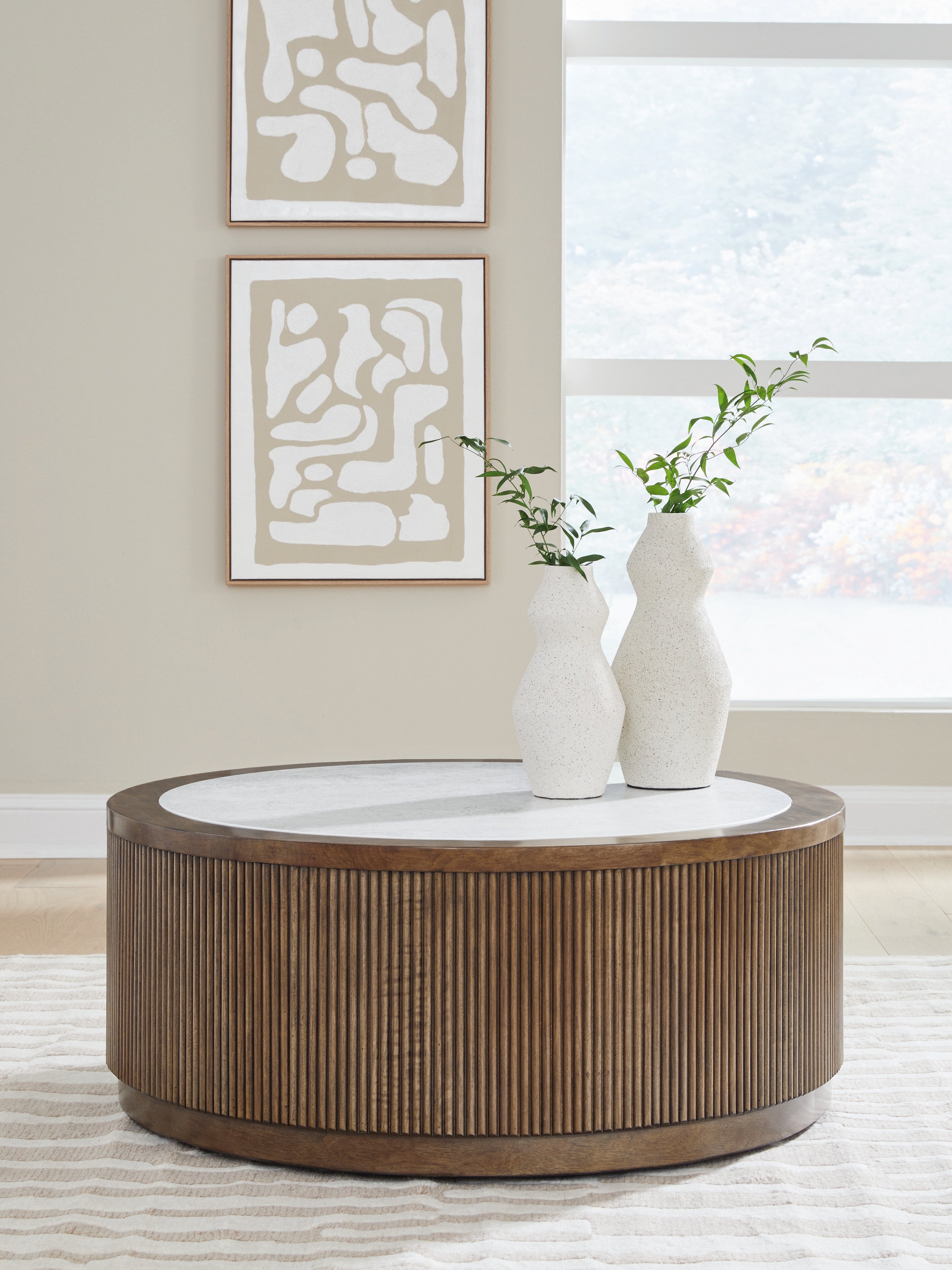 Best Deals Furniture - Ashley Furniture - Hadonna Coffee Table - Round Cocktail Table - T658-8