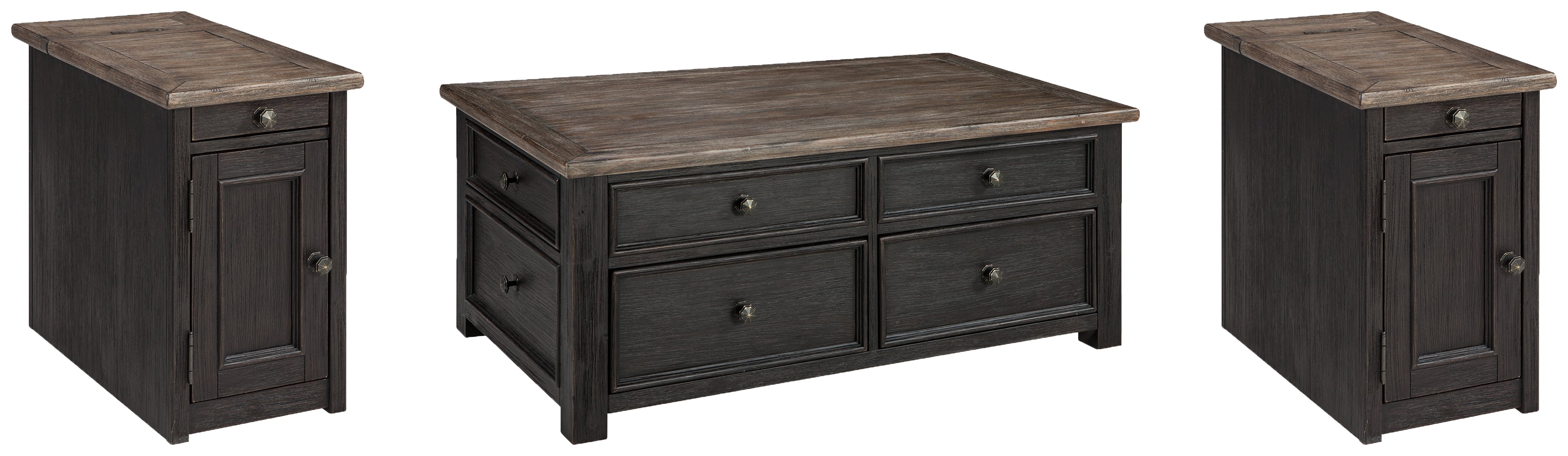Best Deals Furniture - Ashley Furniture - Tyler Creek Coffee Table and 2 Chairside End Tables - Coffee Table and 2 Chairside End Tables - T736T1