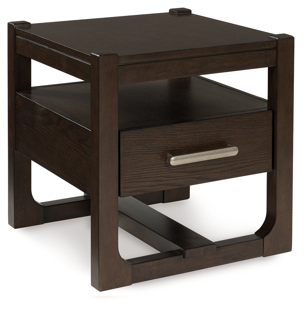 Best Deals Furniture - Ashley Furniture - Breckington End Table - Square End Table / Dark Brown - T856-2