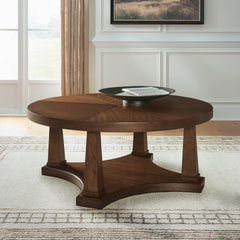Best Deals Furniture - Ashley Furniture - Rustic Plains Coffee Table - Round Cocktail Table - T877-8