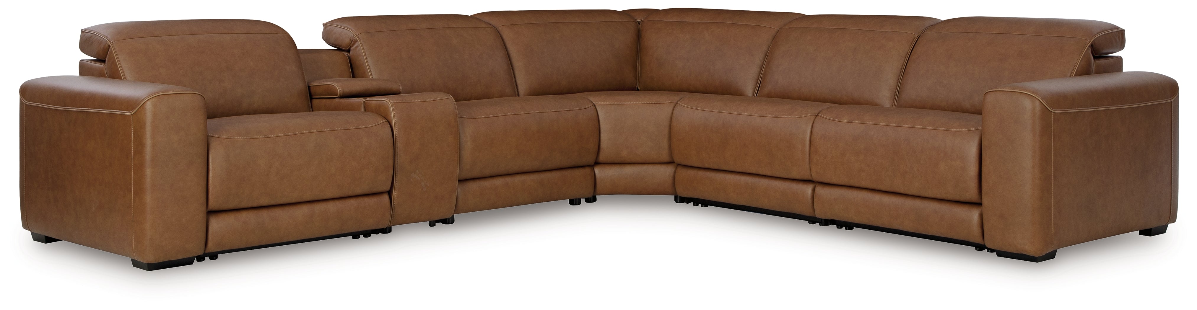 Best Deals Furniture - Ashley Furniture - Magic Man 6-Piece Power Reclining Sectional with Console - 6-Piece Power Reclining Sectional with Console / Caramel - PCU10700S14
