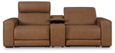 Best Deals Furniture - Ashley Furniture - Magic Man 2-Piece Power Reclining Sectional Loveseat with Console - 2-Piece Power Reclining Sectional Loveseat with Console / Caramel - PCU10700S3