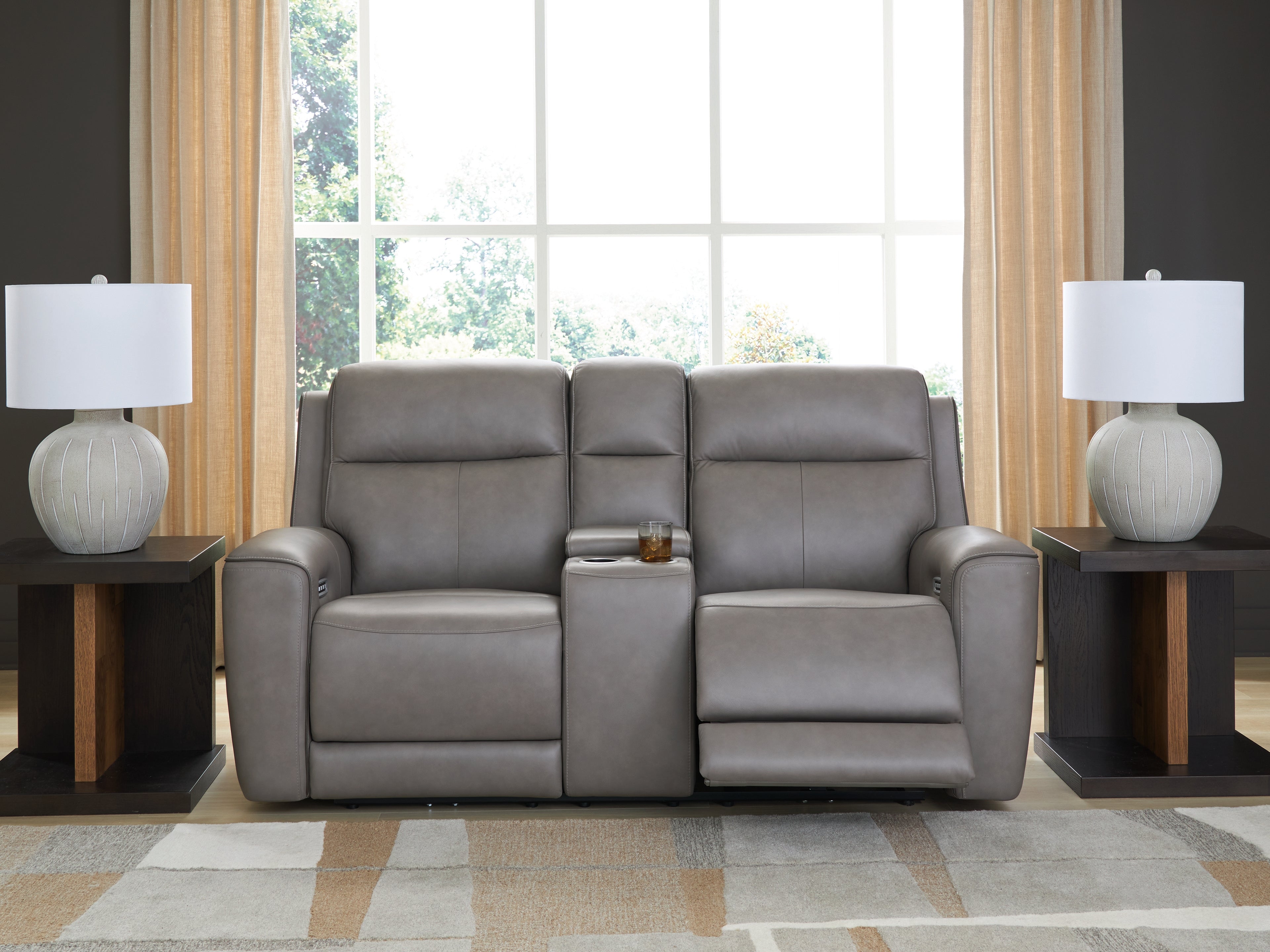 Best Deals Furniture - Ashley Furniture - 5Z-Comfort Power Reclining Loveseat with Console - PWR REC Loveseat/CON/ADJ HDRST - PCU1090018