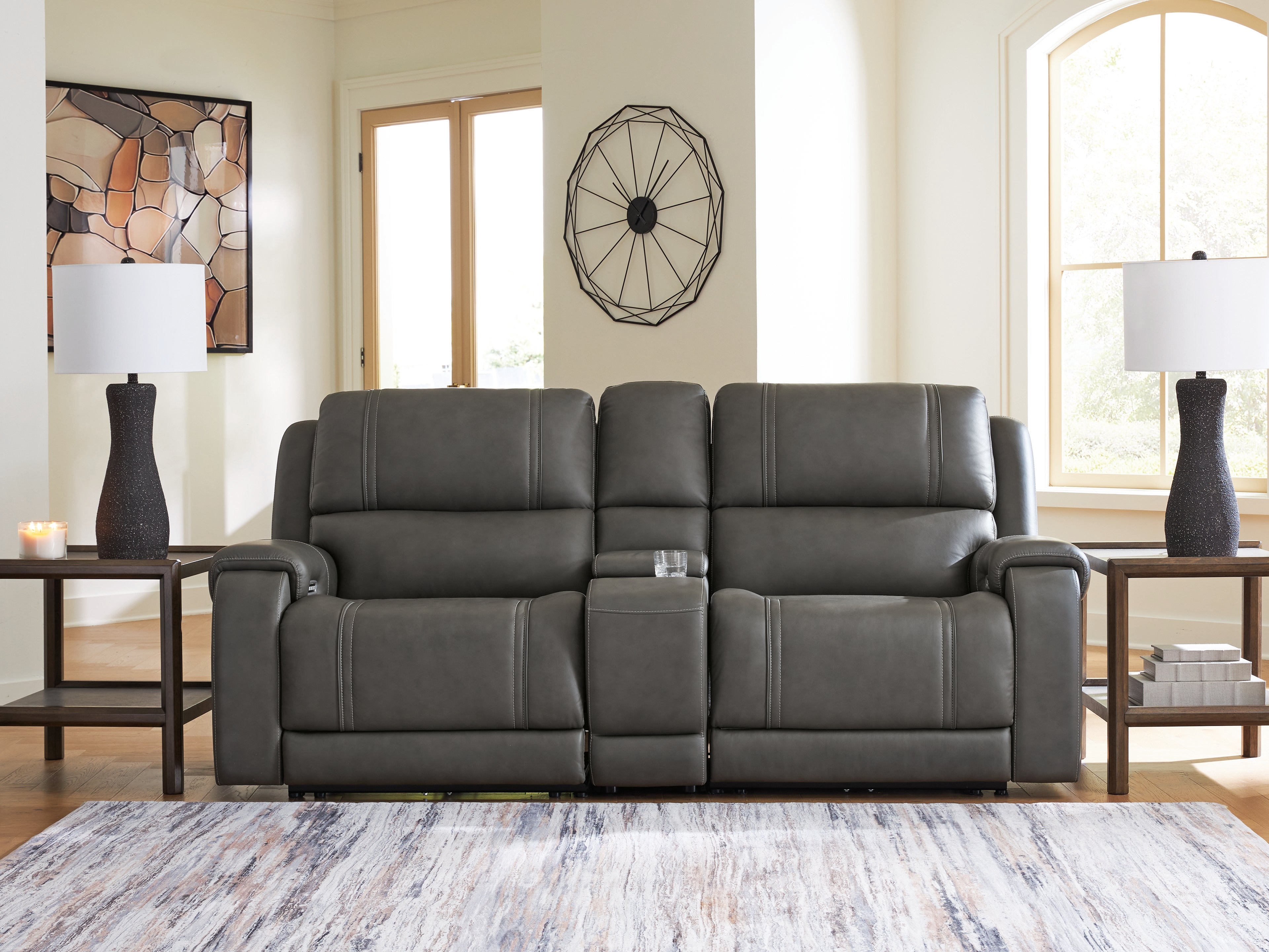 Best Deals Furniture - Ashley Furniture - 5Z - Pittson 3-Piece Power Reclining Sectional Loveseat with Console - 3-Piece Power Reclining Sectional Loveseat with Console - PCU12600S2
