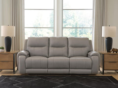 Best Deals Furniture - Ashley Furniture - Real Moments Power Reclining Sofa with Audio Seating - PWR REC Sofa w/Audio Seating - PCU1370015A