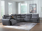 Best Deals Furniture - Ashley Furniture - ModZ 6-Piece Power Reclining Sectional with Audio Console - 6-Piece Power Reclining Sectional with Audio Console - U14001S9