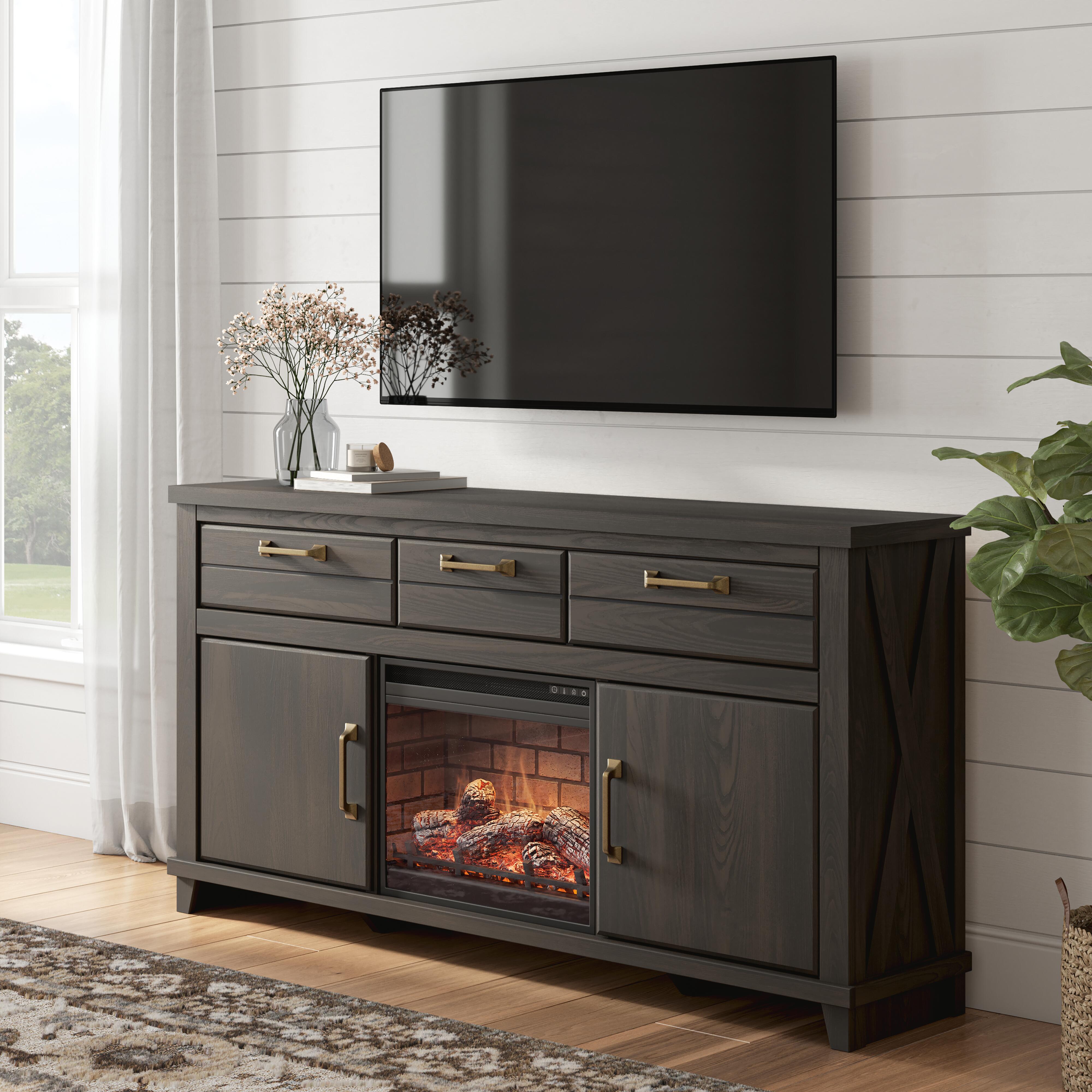 Best Deals Furniture - Ashley Furniture - Brazen Valley 71" TV Stand with Electric Fireplace - 71" TV Stand with Electric Fireplace - W2648W2