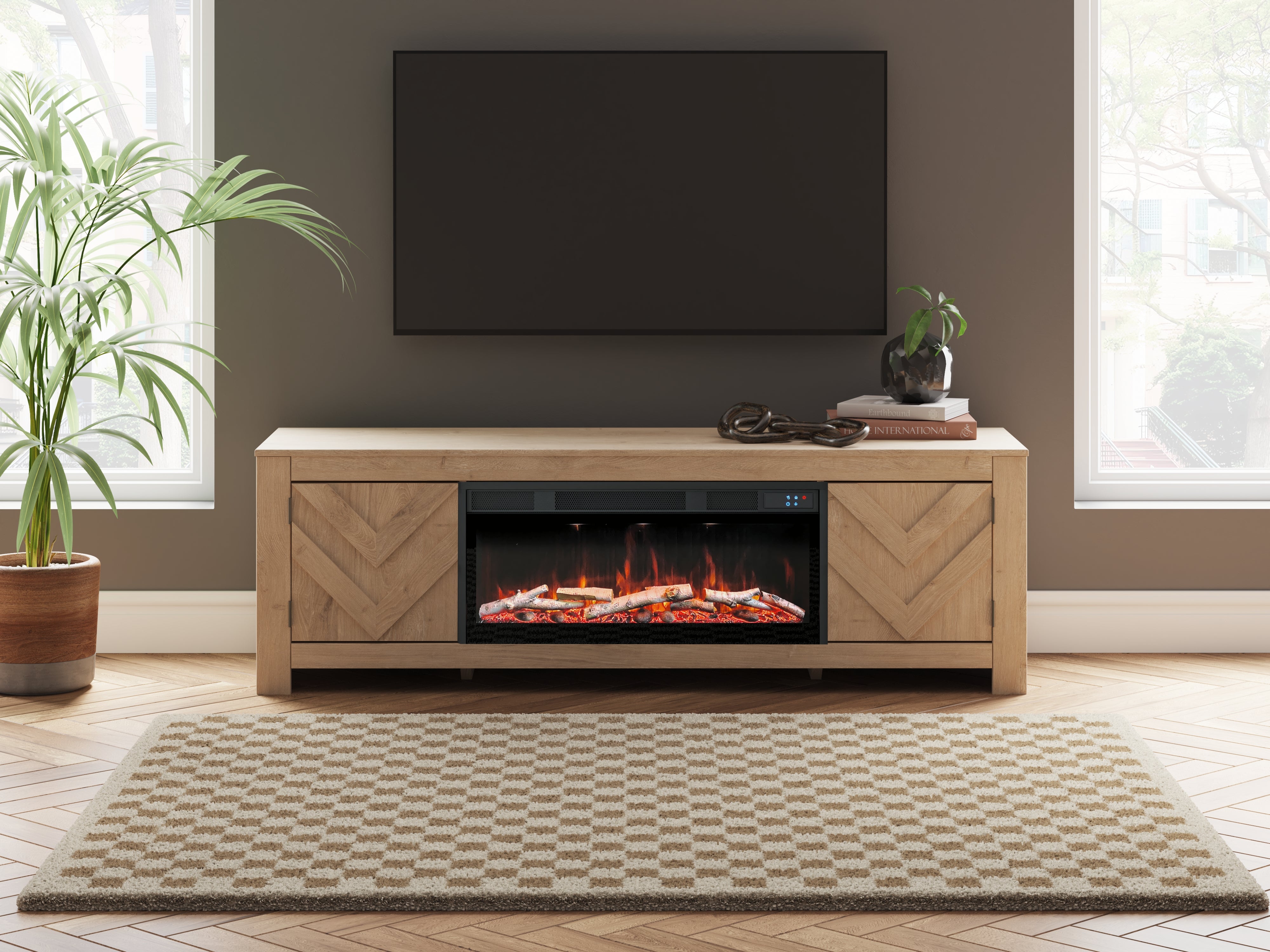Best Deals Furniture - Ashley Furniture - Cayboni 71" TV Stand with Electric Fireplace - 71" TV Stand with Electric Fireplace - W3787W1