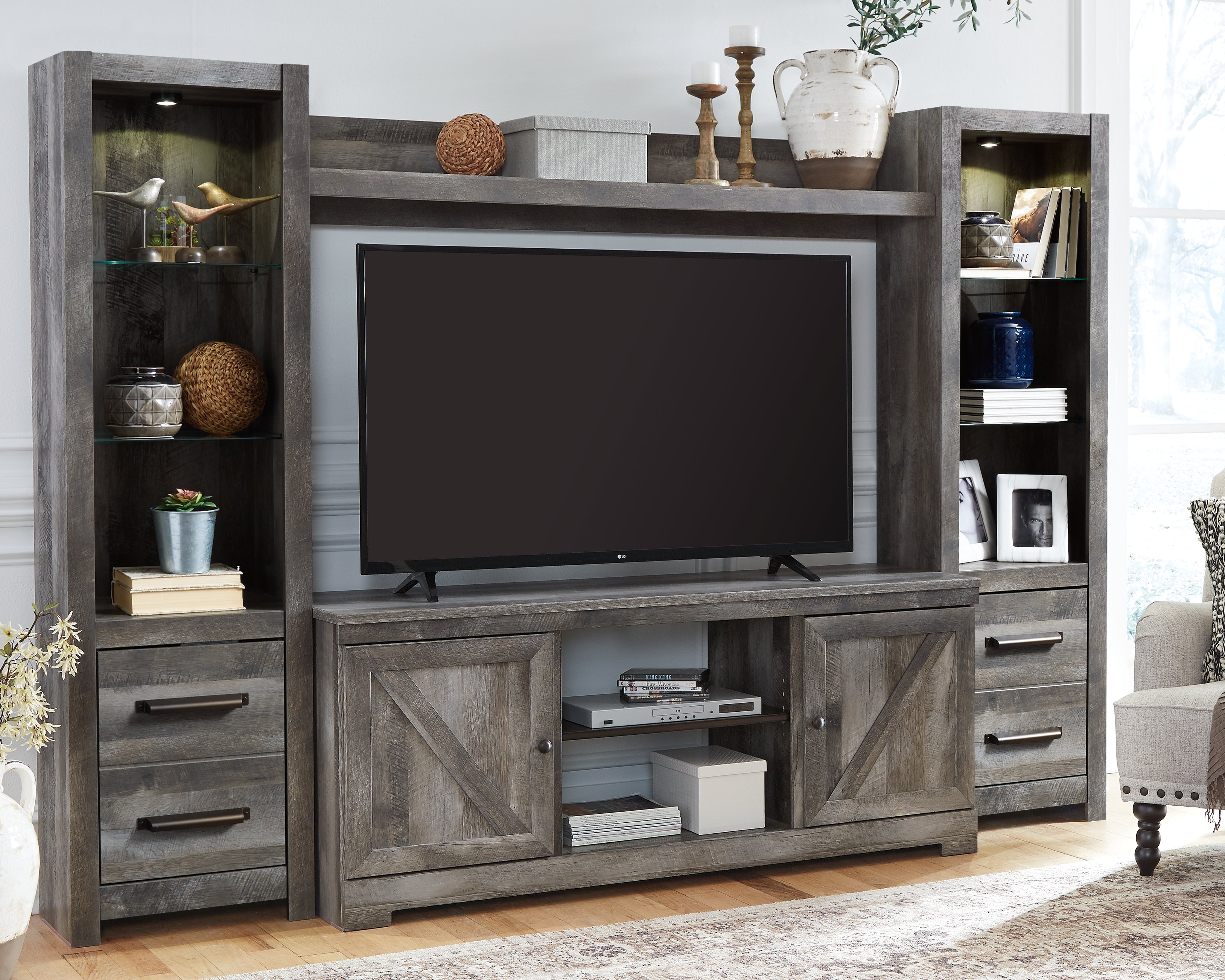 Best Deals Furniture - Ashley Furniture - Wynnlow 4-Piece Entertainment Center - 4-Piece Entertainment Center - W440W2