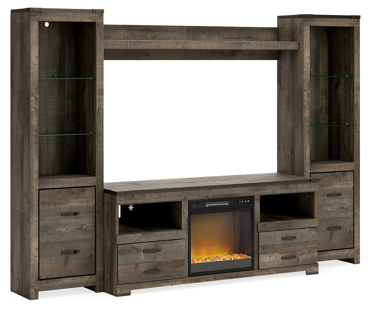 Best Deals Furniture - Ashley Furniture - Trinell 4-Piece Entertainment Center with Electric Fireplace - 4-Piece Entertainment Center with Electric Fireplace - W446W10