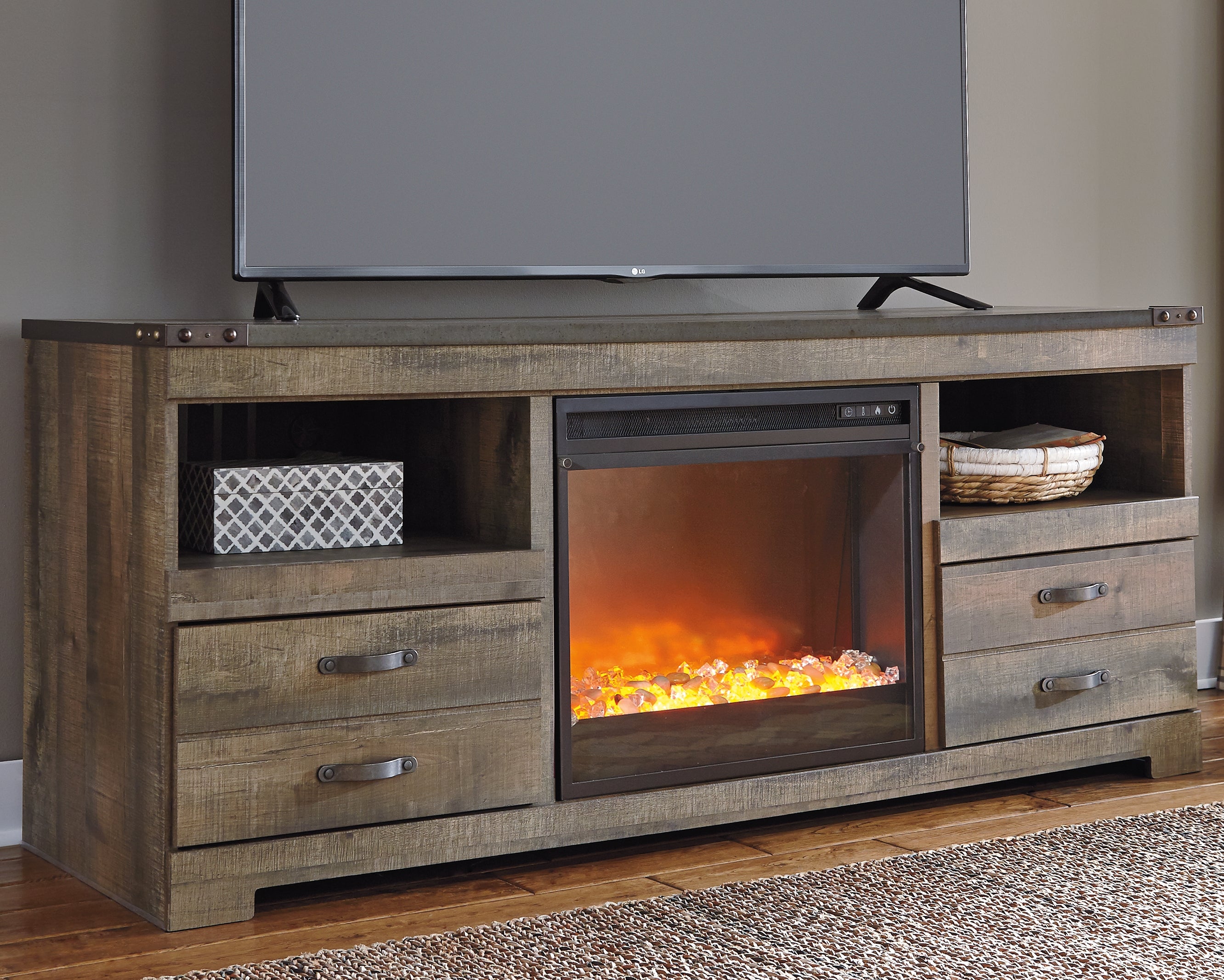 Best Deals Furniture - Ashley Furniture - Trinell 63" TV Stand with Electric Fireplace - 63" TV Stand with Electric Fireplace - W446W5