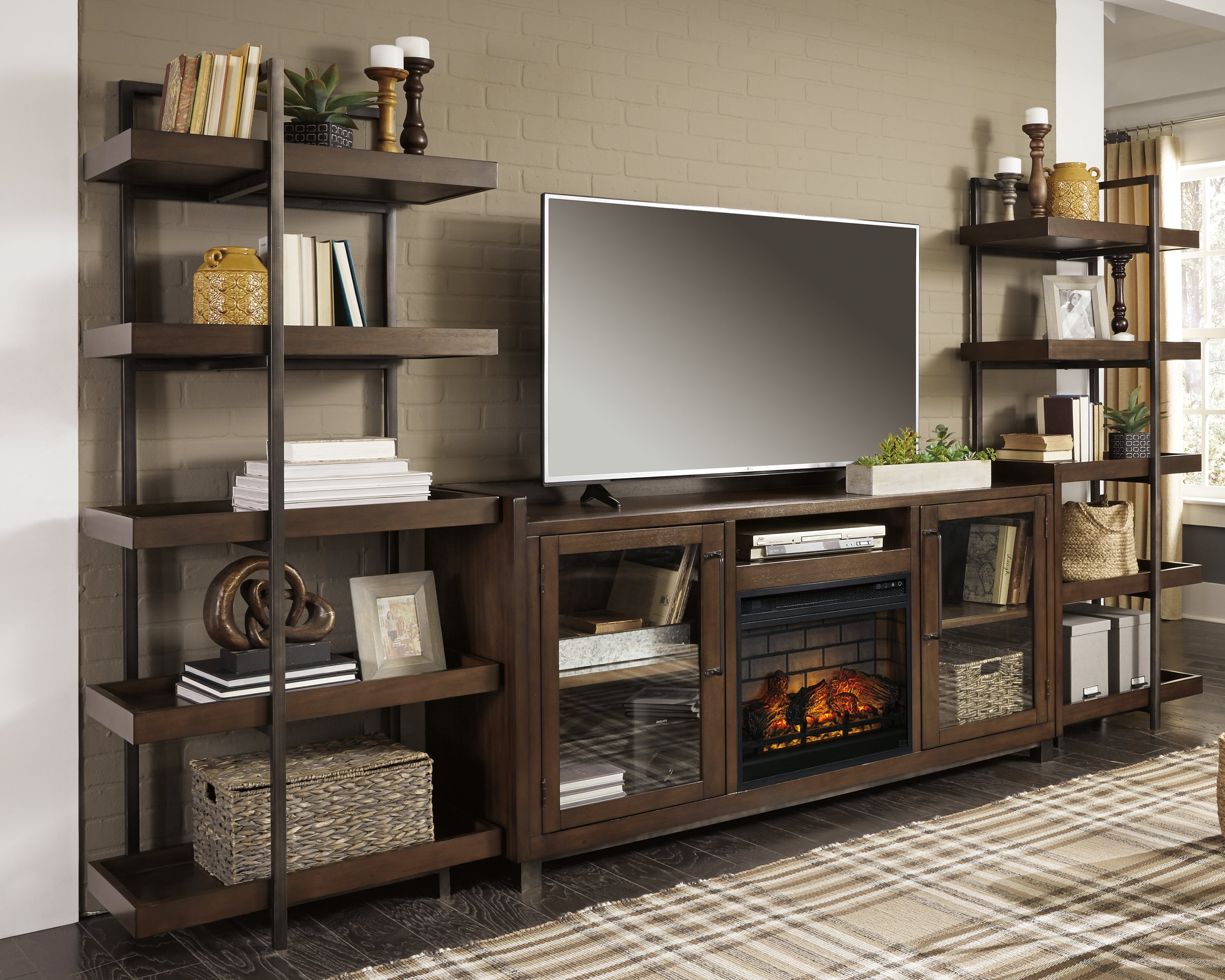 Best Deals Furniture - Ashley Furniture - Starmore 3-Piece Wall Unit with Electric Fireplace - 3-Piece Wall Unit with Electric Fireplace - W633W6
