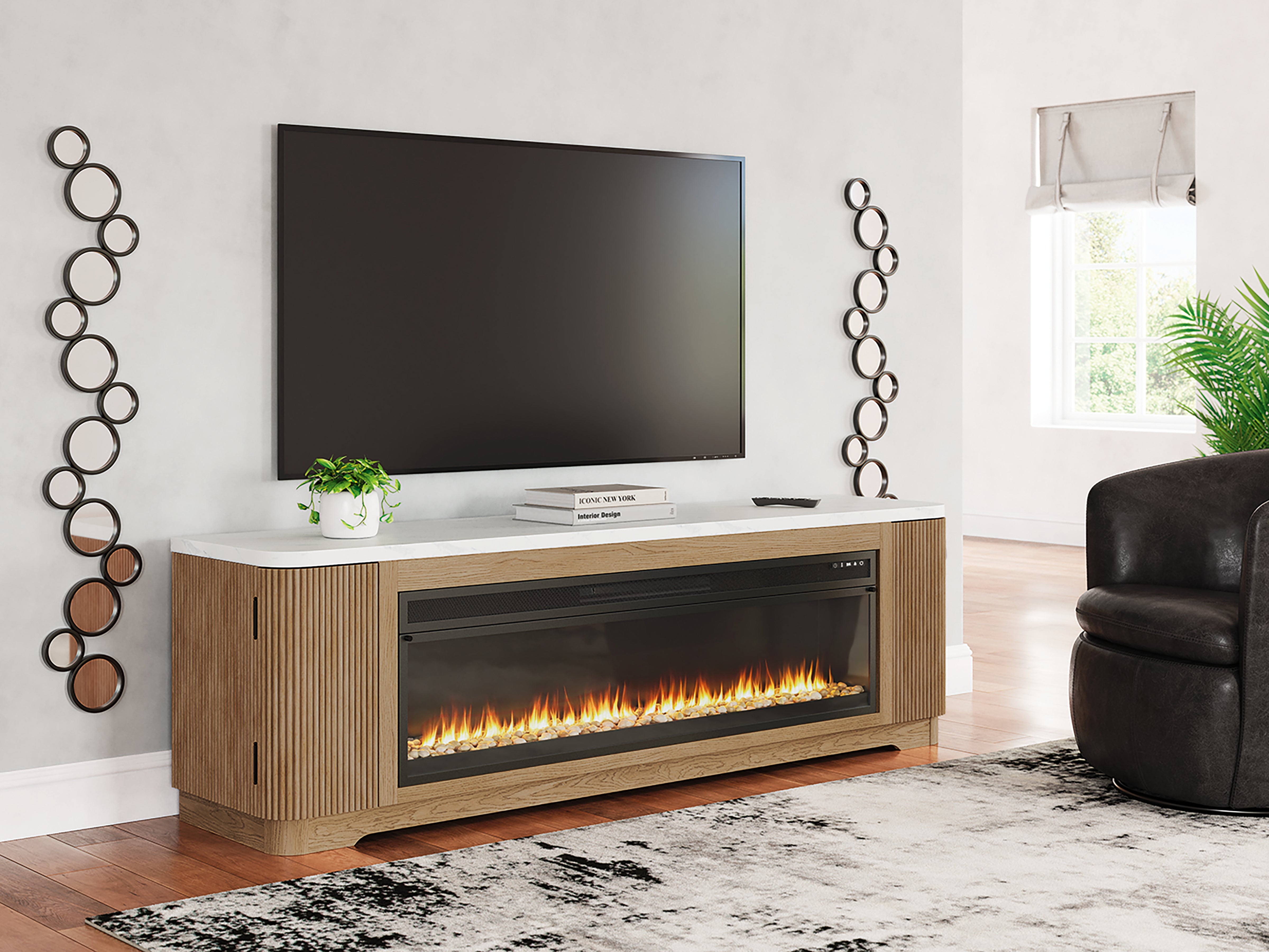 Best Deals Furniture - Ashley Furniture - Camdill 80" TV Stand with Electric Fireplace - 80" TV Stand with Electric Fireplace - W808W1
