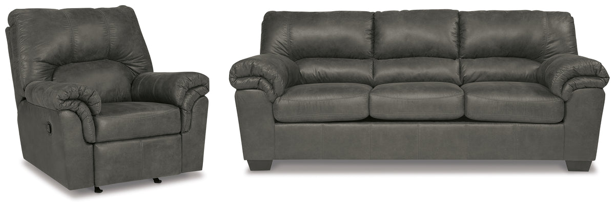 Best Deals Furniture - Ashley Furniture - Bladen Sofa and Recliner - Sofa and Recliner / Slate - 12021U4