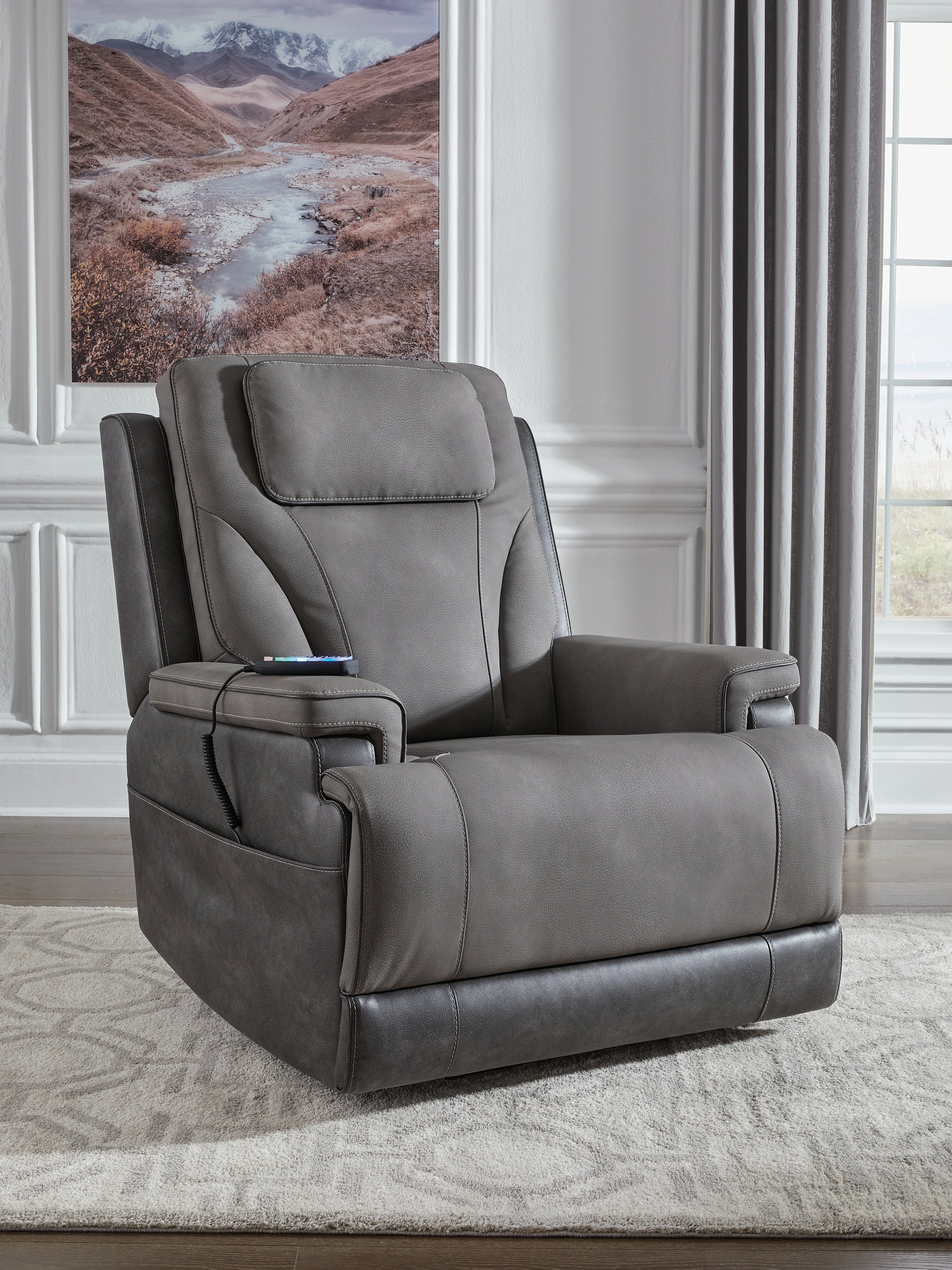 Best Deals Furniture - Ashley Furniture - 4Z-Peaceful Pause Living Room - Power Lift Recliner / Slate - PC1210412