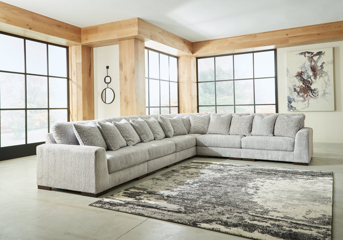 Best Deals Furniture - Ashley Furniture - Regent Park 6-Piece Sectional - RAF 6-Piece Sectional / Pewter - 14404S7