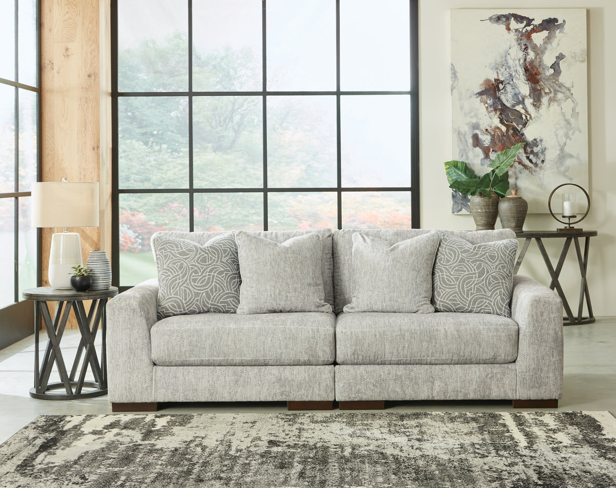 Best Deals Furniture - Ashley Furniture - Regent Park 2-Piece Sectional Loveseat - RAF 2-Piece Sectional Loveseat / Pewter - 14404S4