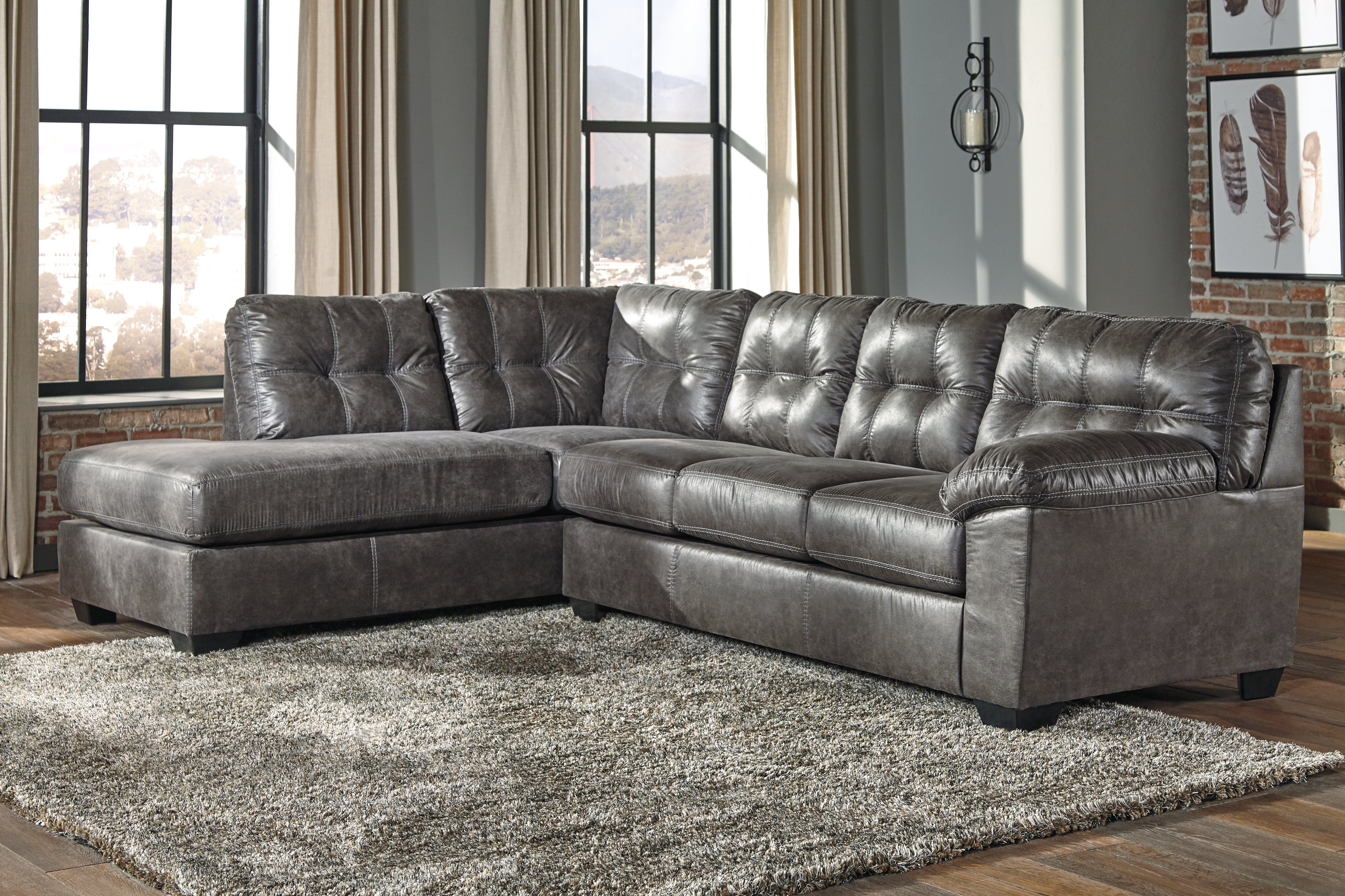Best Deals Furniture - Ashley Furniture - Fallston 2-Piece Sectional with Chaise - RAF 2-Piece Sectional with Chaise / Slate - 17221S1