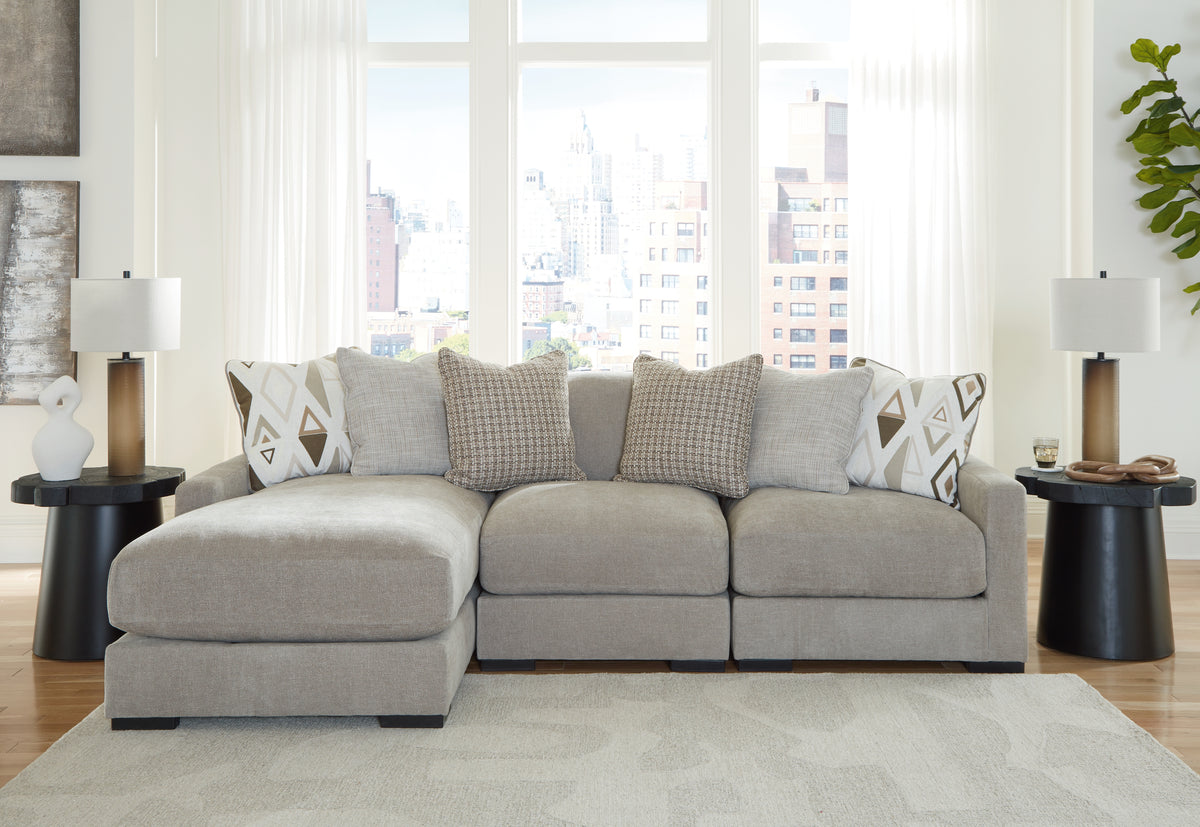 Best Deals Furniture - Ashley Furniture - Aslan Court 3-Piece Sofa Sectional with Chaise - RAF 3-Piece Sofa Sectional with Chaise / Pebble - 20305S3