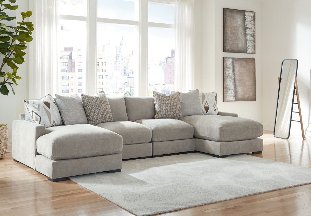 Best Deals Furniture - Ashley Furniture - Aslan Court 4-Piece Sofa Pit Sectional - RAF 4-Piece Sofa Pit Sectional / Pebble - 20305S5